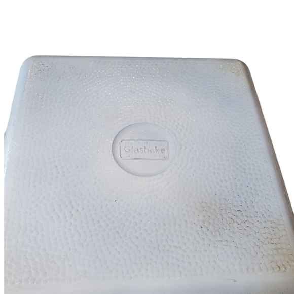 Vintage Jeanette Glasbake Square Cameo Dish With Holder - Picture 5 of 9